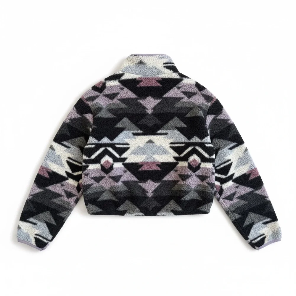 Aeropostale Aztec Sherpa Fleece Cropped Quarter Zip Top Cozy Campus Athleisure S